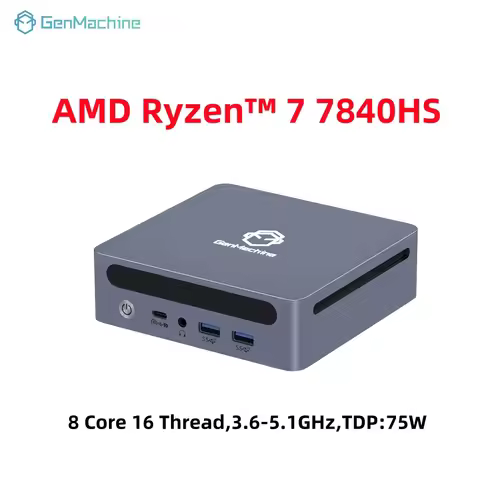 Genmachin AMD Ryzen7 7840HS Ryzen9 7940HS MINI PC Win11 DDR5 32GB 6400Mhz RAM M.2 2280 SSD WIFI6 BT5