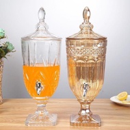 Glass juice bottle with spout 3L/4.5L (yellow/blue)