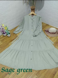 Gamis Rayon twill polos rempel 3 susun terbaru bahan rayon twill premium