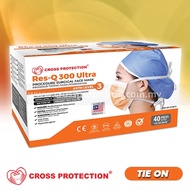 CROSS PROTECTION ASTM LEVEL 3 SURGICAL FACEMASK -RES-Q 300 ULTRA (Tie On) -40PCS PER BOX