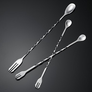 304 Stainless Steel Spoon Bar Spoon Mixing Spoon Coffee Stirring Spoon Milk Tea Spoon Spoon Bar Doub