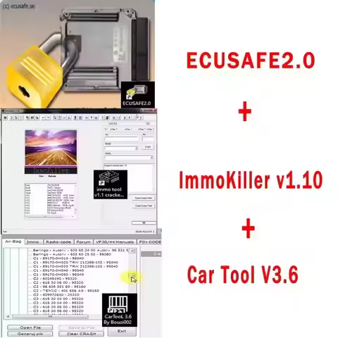 Cartool V3.6 +Immo Killer V1.1+ ECUSafe V2.0 Car Tool Software vehicle immobilizer system Repair Air