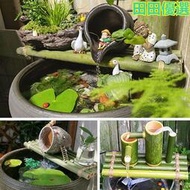 魚缸擺件 竹子流水板庭院魚池造景配件DIY多肉裝飾古法缸流水竹排