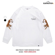EVERESTER เสื้อแขนยาว Oversized (แขนจั้ม) Flying Tiger เสื้อยืด สีดำ เสื้อยืดแขนยาวผู้ชาย EOLF