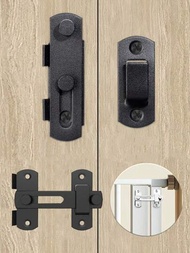 1入不用鑽孔的不銹鋼門扣和門栓,適用於古董風格的門,自粘式,適用於推拉門、衣櫥、洗手間等。門扣、螺栓鎖、室內門閂、防盜鎖、安全門、古董風格門扣、門閂、螺栓鎖。