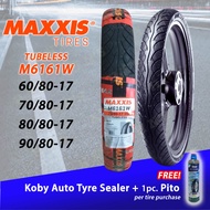 MAXXIS M6161 Tubeless Tires RIM 17 ( 60/80-17 , 70/80-17 , 80/80-17 , 90/80-17 ) with FREE Tire Sealant and Pito