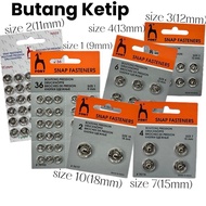 Pony Snap Fastener Metal Button / Butang Ketip [9mm 11mm 12mm 13mm 15mm 18mm] Sewing Button