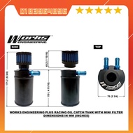 Works Engineering Universal Racing Engine Oil Catch Tank / Oil Breather Tank FREE Mini Breather Air 