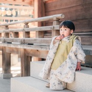 キッズ着物 振袖 日本製 kids kimono yukata yellow 幼児と子供向け 和装ドレス 七五三 浴衣 ボタニカル柄
