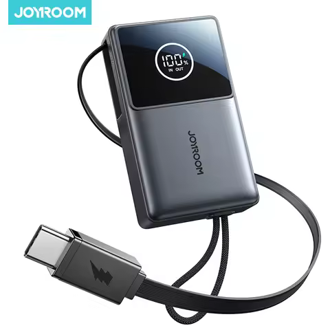 Joyroom Power Bank 22.5W Fast Charging With Built-in 70cm Retractable Type-C Cable 10000mAh Portable