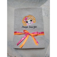 Tuala mandi baby/ budak sulam nama. Personalized embroidered kids bath towel.