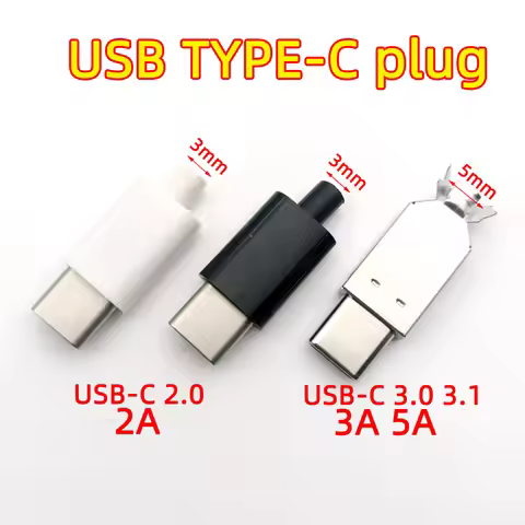 2sets USB 3.1 Type C 2.0 Male jack Charging Plug Welding Type USB-C adapter 3/4 in 1 2A/3A/5A large 