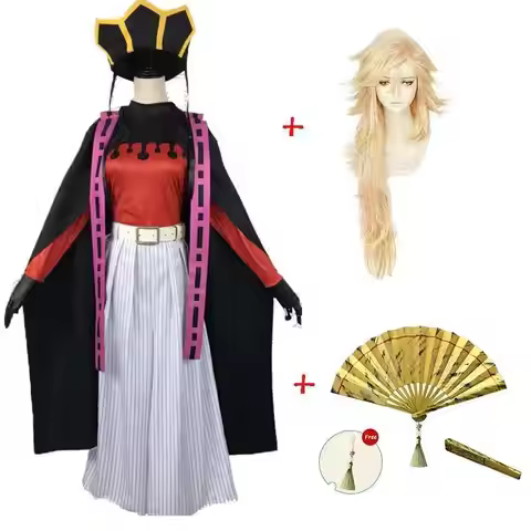 Anime Demon Slayer Kimetsu No Yaiba Douma Cosplay Costume Cloak Kimono Wig Fan Juuni Kitsuki Outfit 