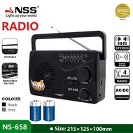 ✓NSS Portable Electric Radio Speaker HI-FI Super Sound FM/AM/SW 4band radio AC DC Operated NS-658