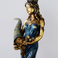 HOME ELEC-Blindfolded Fortuna Statue Ancient Greek Roman Goddess of Fortune Vintage Blue Luck Sculpt
