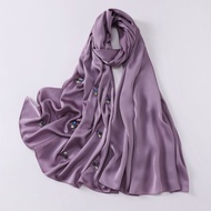 New High Density Chiffon Hui Scarf Hand Stitched Black Crystal Diamond Malay Head Scarf Middle East