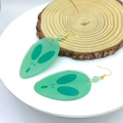 Anime DAN DA DAN Momo Ayase Cosplay Earring Green Earstuds Earclips Earwear Eardrop Cosplay Accessor