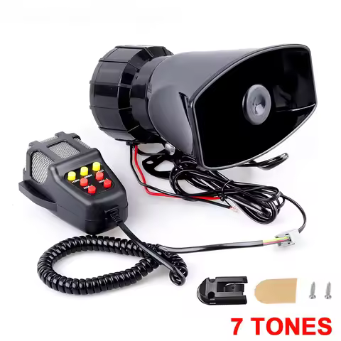 7 Sound Car Alarm Horn DC 12V 100W 125dB with MIC Loud Motorcycle Siren Vehicle Truck Warning Loudsp