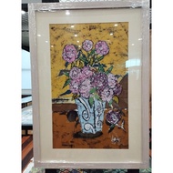 77012LUKISAN BATIK BUNGA ROS /FRAME GAMBAR /HIASAN DINDING /BATIK TANGAN/LUKISAN TANGAN