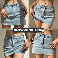 ️NEW DEAL BIGSIZE ️Bigsize Jeans Skirt 58 -100kg Short Stretch Light Blue SAN JEANS BIGSIZE