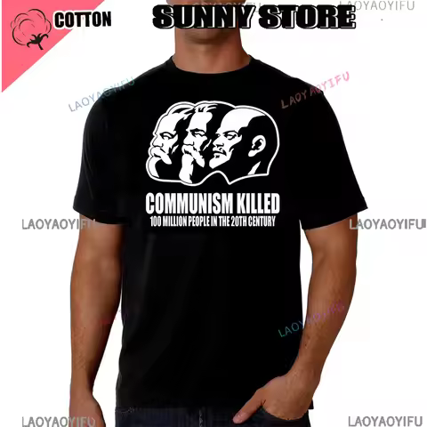 Communism Killed Marx Anti Communist Anti Socialism Maga Qanon T Shirt Casual Men T-shirt Funny Tshi