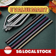 E Value Mart 5 Pcs Set Stainless Steel Straw Eco Drinking Metal Straws Straight