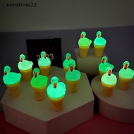 2Pcs Lucu Resin Luminous Swan Es Krim Kartun Swan Ornamen Glow