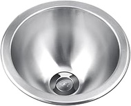 BYRCAL Kitchen Round Sink Bar Silver Single Bowl Sink Stainless Steel RV Sink With Drain Assembly &amp; Drain Pipe Top Mount Or Undermount(Size:24x24x12cm,Color:Silver)