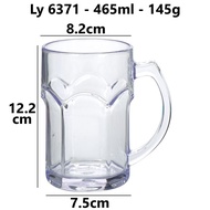 Set 10 Ly bia 350ml 465ml nhựa VIỆT NHẬT - Trong suốt có quai dáng đứng - Uống nước cà phê 6368+71