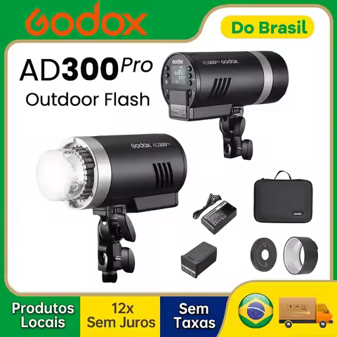 【Do Brasil】Godox AD300Pro Outdoor Flash Light 300Ws TTL 2.4G 1/8000 HSS with 2600mAh Battery for Can