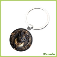 WIN Keyring Egyptian Black Cats Designs Alloy 2D Flat