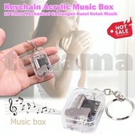 GANTUNGAN Keychain Acrylic Music Box 18 Tones Mechanical Keychain Music Box
