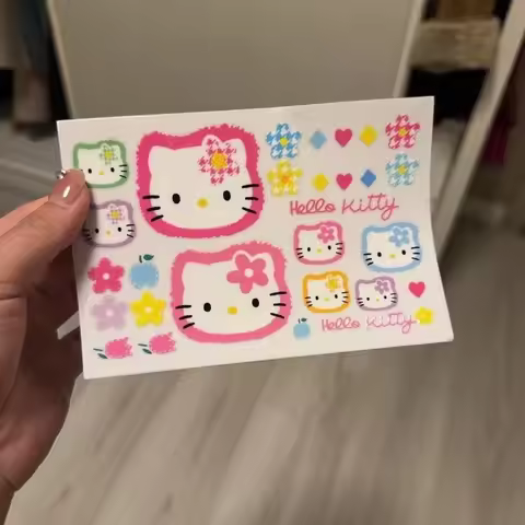 5pcs Hello Kitty Stickers Cartoon High Beauty Phone Case Decoration Water Cup Waterproof Stickers Wo