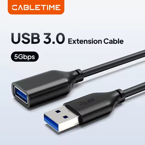 CABLETIME USB Extension Cable USB 3.0 to USB M/F Cable 5Gbps for TV Smart PS4 X box SSD USB Extender