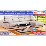 3 SEATER + L  CASA LEATHER SOFA SET COLLECTIONS, EXPORT SERIES, RM 5,489 ENJOY 30% OFF