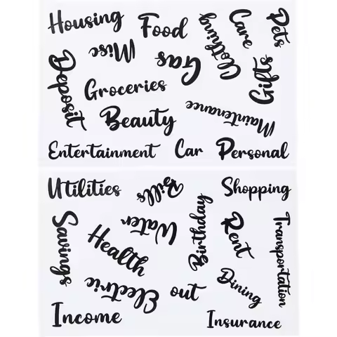 116Pcs Cash Envelope Labels Stickers A6 Budget Binder Labels Black Words Money Organizer Category Le