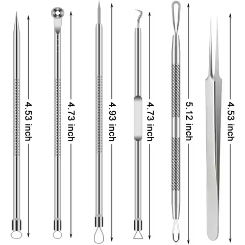 6PCS Pimple Removal Tool Blackheads Acne Remover Face Cleaning Kit Black Dots Remover Acne Tool Pimp