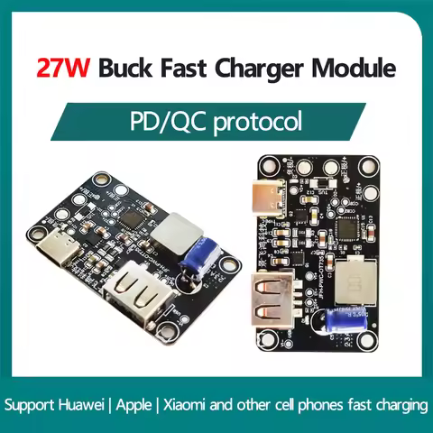 27W PD QC Fast Charge Module USB Type-C Dual Interface Quick Charging PD2.0/PD3.0 QC2.0/3.0 FCP SCP 