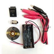 DC E10 Bulb & Holder Kit Set c/w E10 Bulb + Holder, AAA Battery Holder, Alligator Wire Clip & Mini S