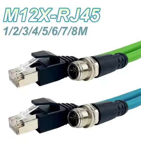 M12 X-Shape to RJ45 8Pin Industrial Connector 8P X-Type Coding Wire Line Gigabit Ethernet Data Trans