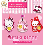 【Harbor Gold】HelloKitty Gold Coin AU999 Pure Gold（0.1g）Gold Bar KT Lucky Cat Pendant 24K Gold Pieces