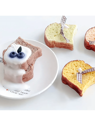 1入組薄片麵包模擬迷你吐司片矽膠模具形狀香薰蠟燭模具