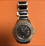 Folli Follie 玫瑰金黑陶瓷水晶錶