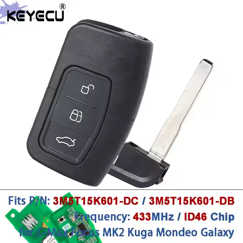 KEYECU 433.92MHz ID46 / PCF7952 Chip 3M5T15K601-DC 3M5T15K601-DB Remote Key Fob for Ford C-Max Focus