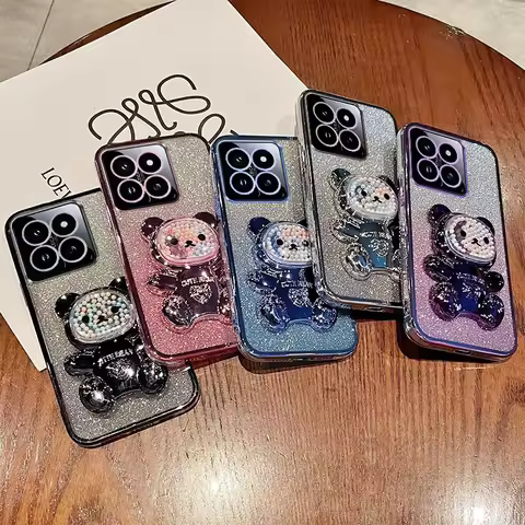 Candy Bear Stand Glitter Phone Case For OPPO A3 Pro A3X A40M A40 A60 A80 5G A18 4G Find X8 X7 Ultra 