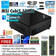 MSI NUC Cubi 5 12M Core i3 L10 Mini PC + WINDOWS 11 PRO (NUC 12 Pro, 12th Gen, Intel NUC13ANHi3 Alte