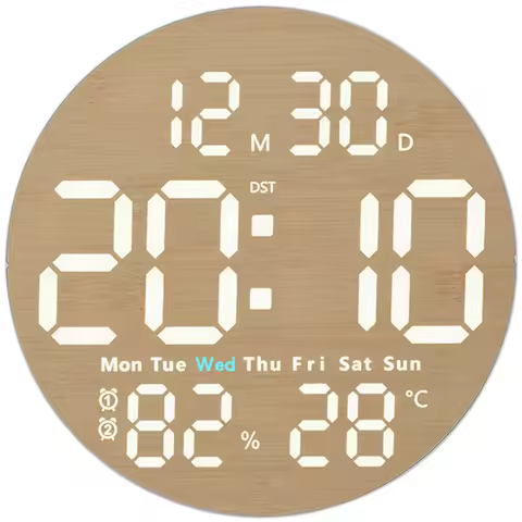 Digital LED Clock with Ambient Light Temperature Humidity Calendar Time Date Week Alarm Function Wal
