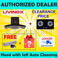 (Clearance Stock) Livinox LCH-CORAL-90BL Cooker Hood + LGH-EURECA2B-BL Gas Hob / LIVINOX AUTO CLEANI