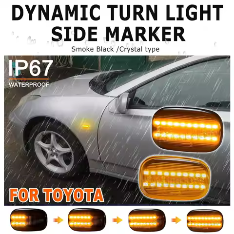 2Pcs Dynamic LED Side Marker Fender Lights Flowing Turn Signal Lamp For Toyota Corolla E10/E11/E12 Y