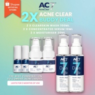 2x AC7D Acne Care Complete Kit (2xSerum 10ml + 2xMoisturiser 30ml + 2xClearSkin Wash 100ml) - Acne C